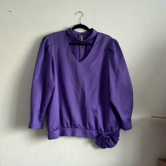 Tops - Purple Retro Long Sleeve Blouse